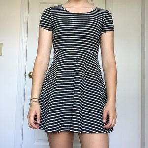 Black and white striped dress